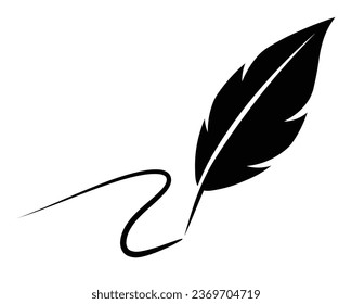 Feather pen with path icon.Vector illustration.