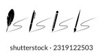 Feather pen, pencil, pen and paintbrush write vector icons set. Write letter. Vector 10 Eps.