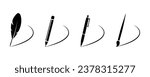 Feather pen, pencil, pen, paintbrush write vector icons set. Write letter.