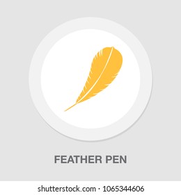 feather pen quill icon, vector ink illustration - calligraphy pen sign isolated