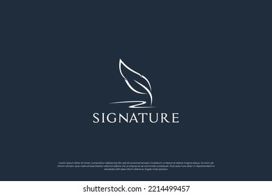 Feather pen quill signature logo design.