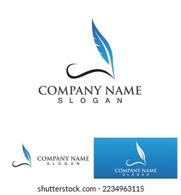 Feather pen sign logo and symbol vector