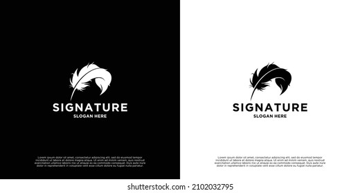feather pen signature logo design