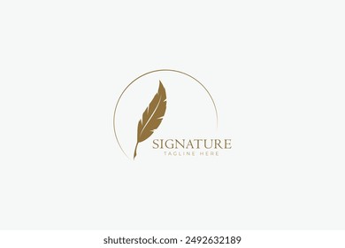 Feather Pen Signature Luxury Logo Brand Identity Business Law Firm Author Writer Stationery Legal