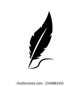 Feather pen silhouette icon. Clipart image isolated on white background