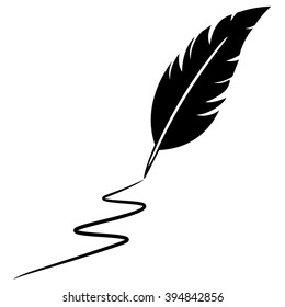 Feather Pen Silhouette Isolated On White Stock Vector (Royalty Free ...