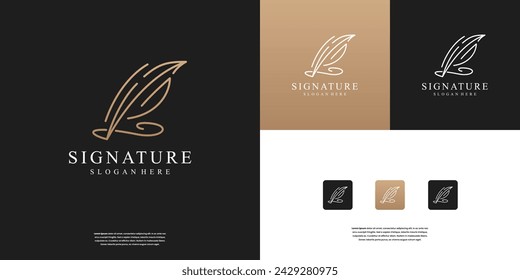 plantilla de diseño de logotipo vectorial de silueta de pluma