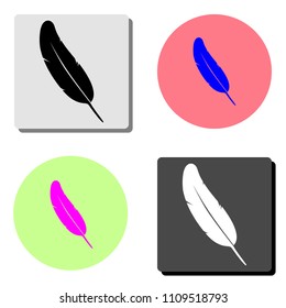 Feather pen. simple flat vector icon illustration on four different color backgrounds