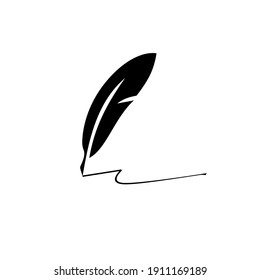 Feather Pen Simple Logo Symbol