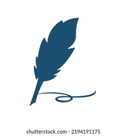 Feather pen that writes. Vector illustration