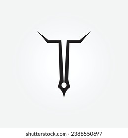 Feather pen tool logo vector icon design, classic stationery illustration