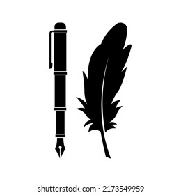 Feather pen vector icon. vector illustration
