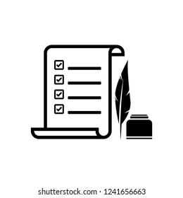 Feather pen vector icon on white background
