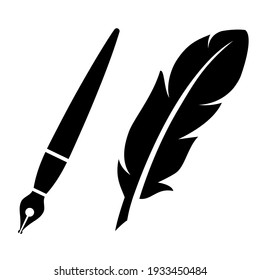 Feather pen vector icon on white background