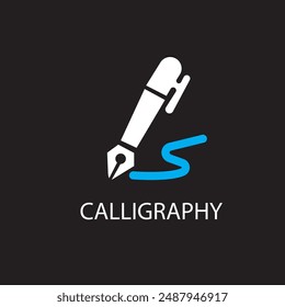 Feather pen vector icon on illustration