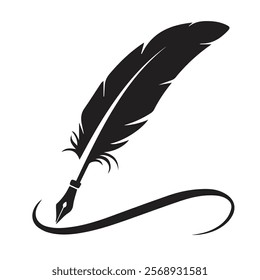 Feather pen vector icon on white background