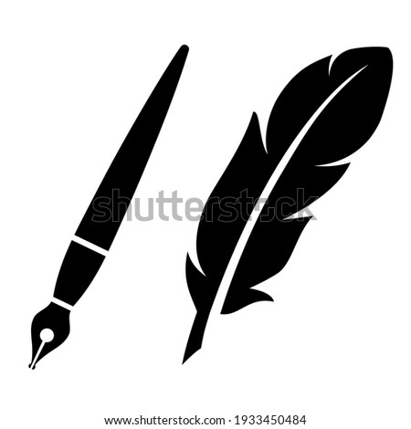 Feather pen vector icon on white background