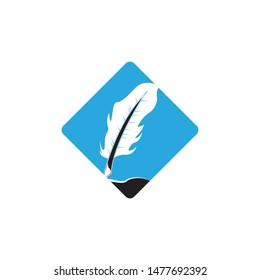 feather pen write icon and symbol vector illustration