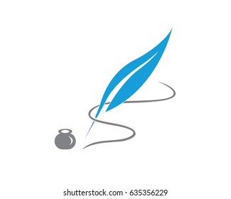feather pen write logo