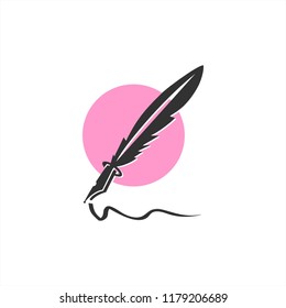 feather pen for write romantic love letter icon