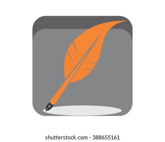 feather pen write script stationary image icon