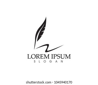 Feather pen write sign logo template app icons