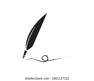 Feather pen write sign logo template app icons,