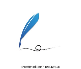 Feather pen write sign logo template app icons,