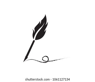 Feather pen write sign logo template app icons,