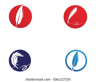 Feather pen write sign logo template app icons,