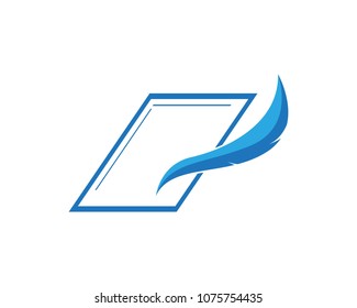 Feather pen write sign logo