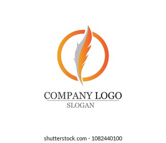 Feather pen write sign logo template app icons