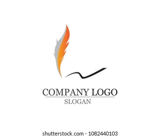 Feather pen write sign logo template app icons