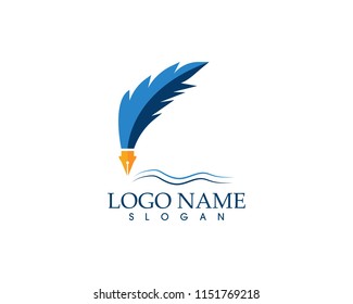 Feather pen write sign logo