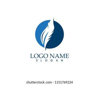 Feather pen write sign logo
