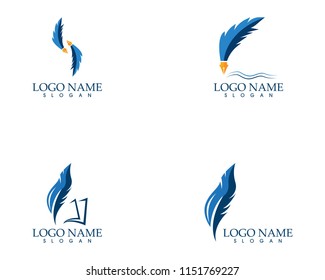 Feather pen write sign logo