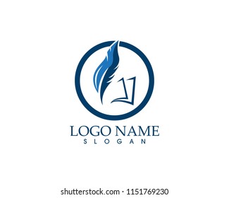 Feather pen write sign logo