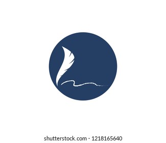 Feather pen write sign logo