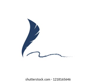 Feather pen write sign logo