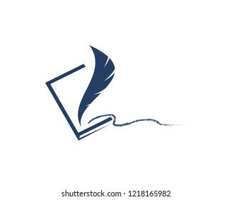 Feather pen write sign logo