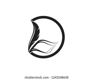 Feather pen write sign logo
