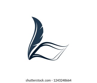 Feather pen write sign logo