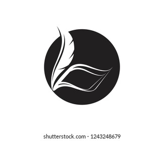 Feather pen write sign logo