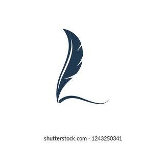 Feather pen write sign logo