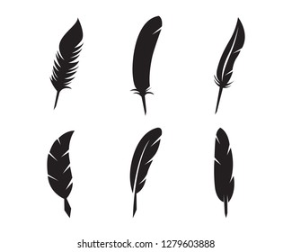 Feather pen write sign logo template app vector
