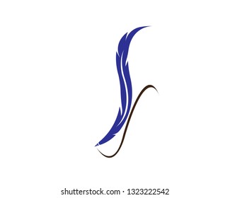 Feather pen write sign logo template app icons - Vector
