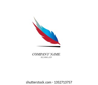Feather pen write sign logo template app icons - Vector
