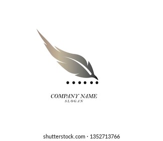 Feather pen write sign logo template app icons - Vector
