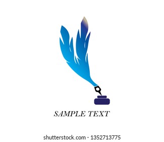 Feather pen write sign logo template app icons - Vector
