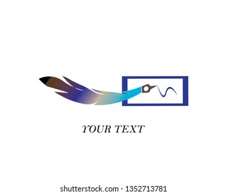 Feather pen write sign logo template app icons - Vector
